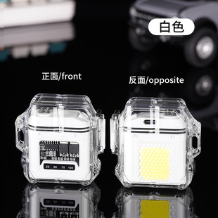 网红创意充电防水防风透明打火机户外照明高颜值点烟器送男友礼品