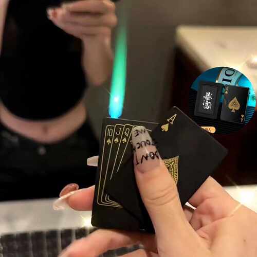 发财暴富扑克牌黑色炫酷打火机