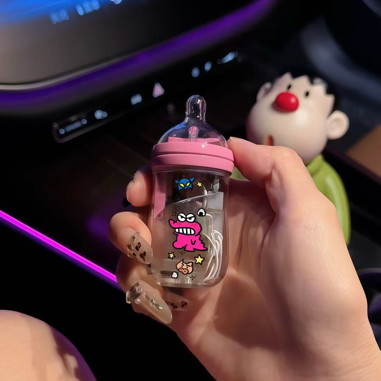 闪灯奶瓶造型粉色火焰充气火机