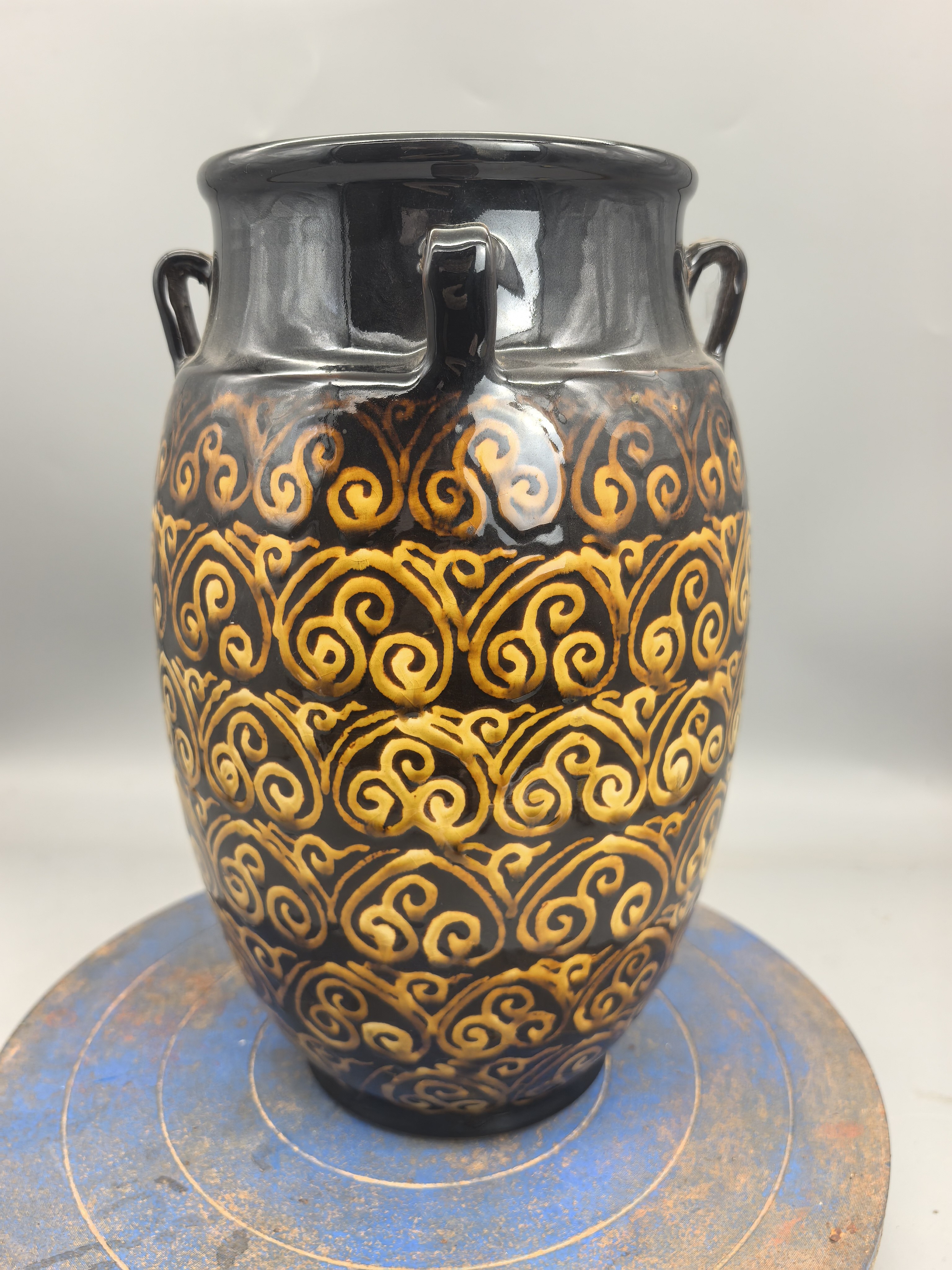 吉州窑纯手工非遗剔犀纹四尔瓶金瓶纹微瑕摆件暖屋礼品高级花瓶