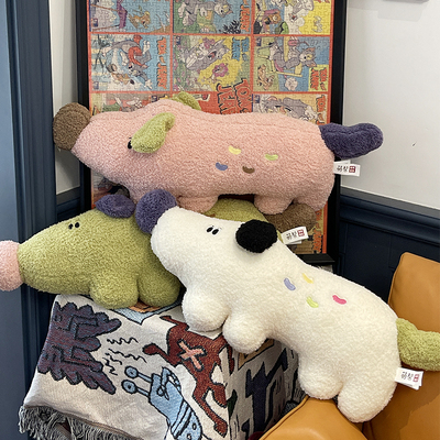 可爱糖豆小狗抱枕夹腿公仔毛绒玩偶长条靠枕床头靠垫抱睡娃娃礼物