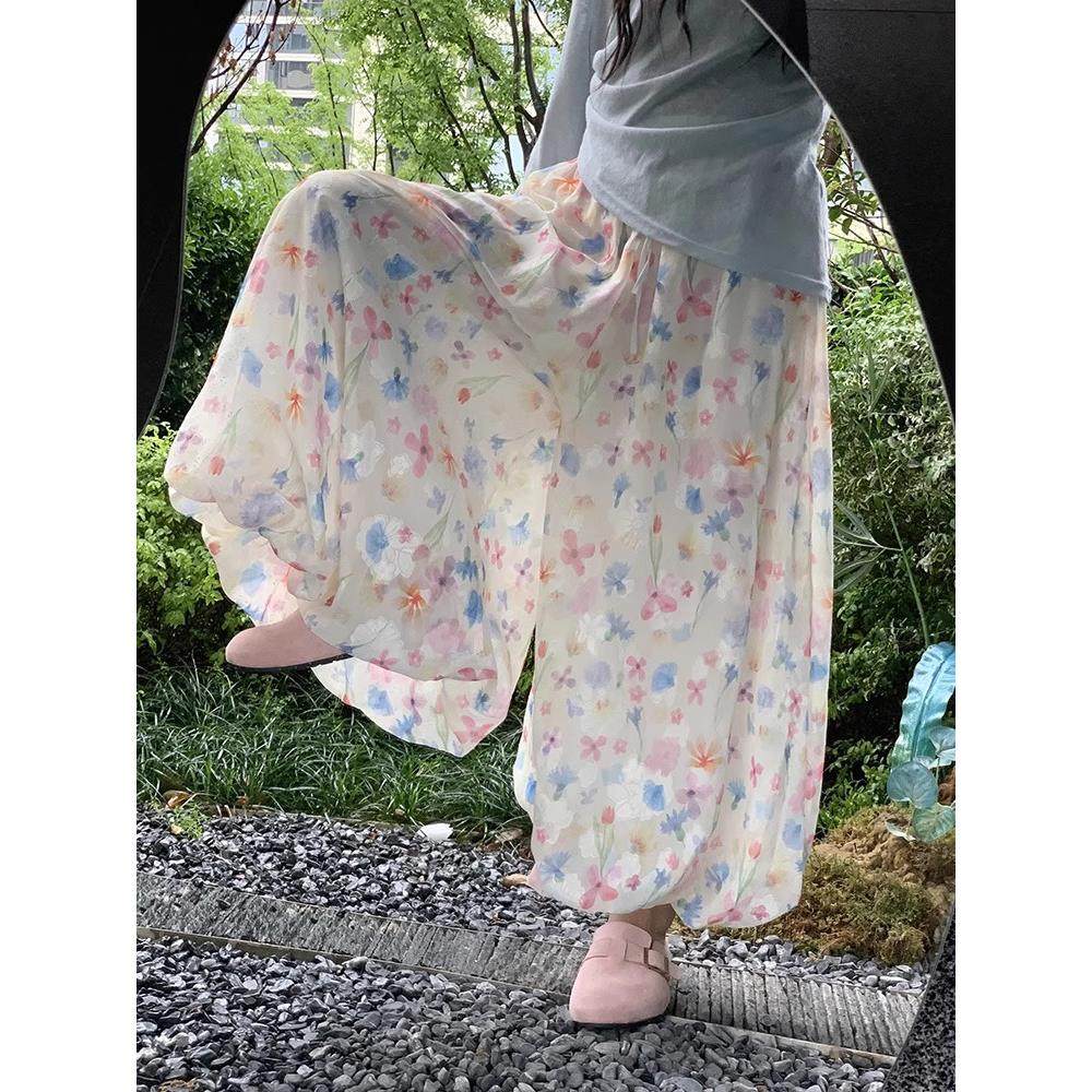 彩色冰丝花苞裙裤女夏季新款