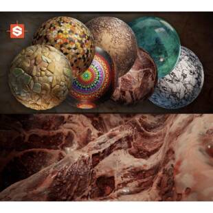 7款substance designer中东风格水晶岩石大理石材质瓷砖sd材质球