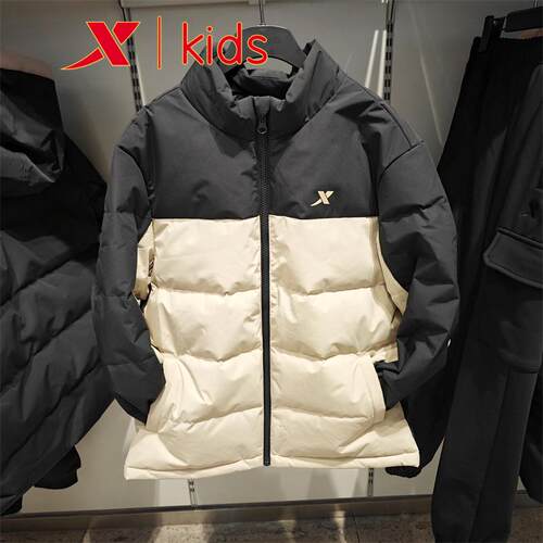 特步儿童2024冬款户外保暖羽绒服