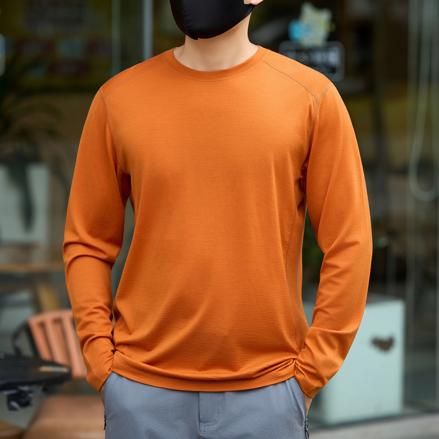 猫虎兽100%美利奴羊毛长袖T恤