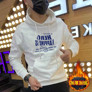 连帽卫衣男士春秋冬季2022新款潮牌秋装衣服社会青年加绒加厚外套