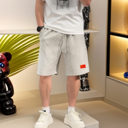 新款红旗刺绣运动短裤男士