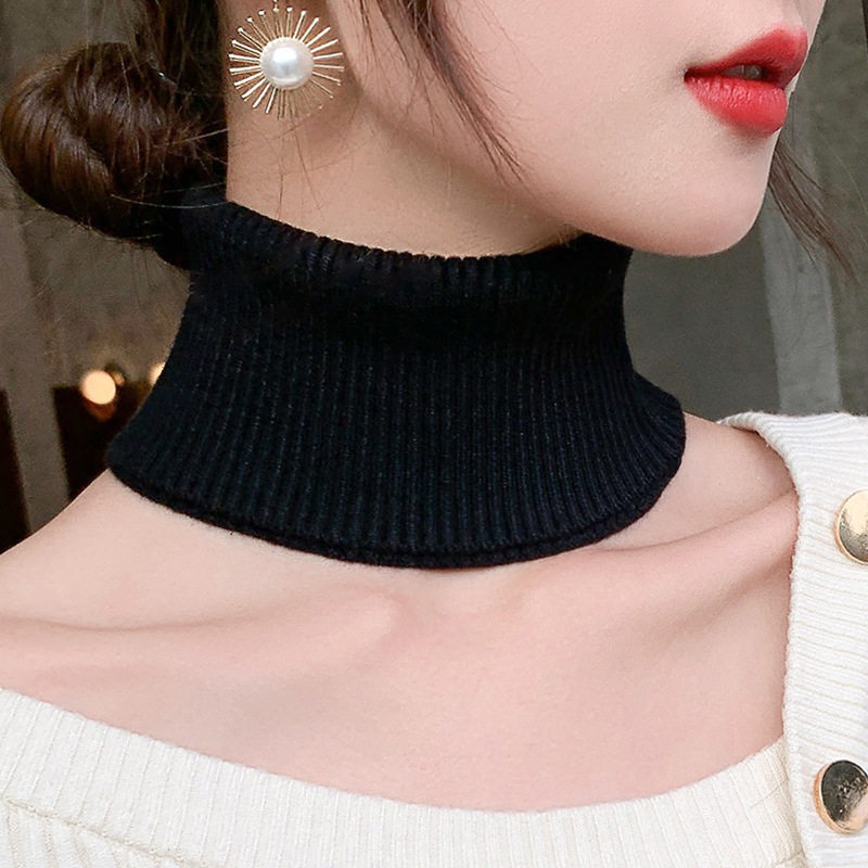 가을 얇은 캐시미어 스카프 여성 풀오버 넥 커버 남성용 다목적 따뜻한 양모 목 보호대 스카프 니트 가짜 칼라