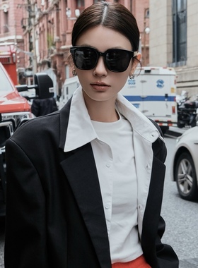 复古猫眼偏光开车大黑方形墨镜