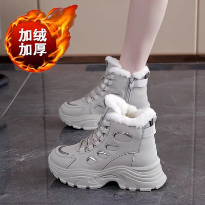 哈尔滨加厚雪地靴女冬季加绒爆款东北大棉鞋2025新款皮面防水高帮