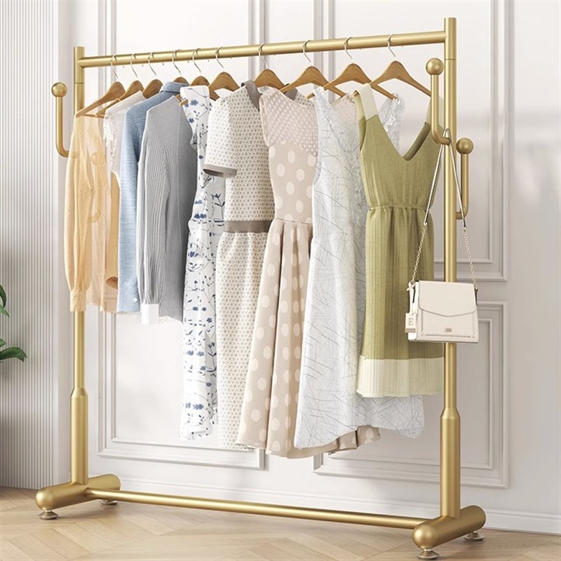 晾衣架落地折叠室内晒衣架阳台卧室挂衣架子家用简易单杆式衣帽架