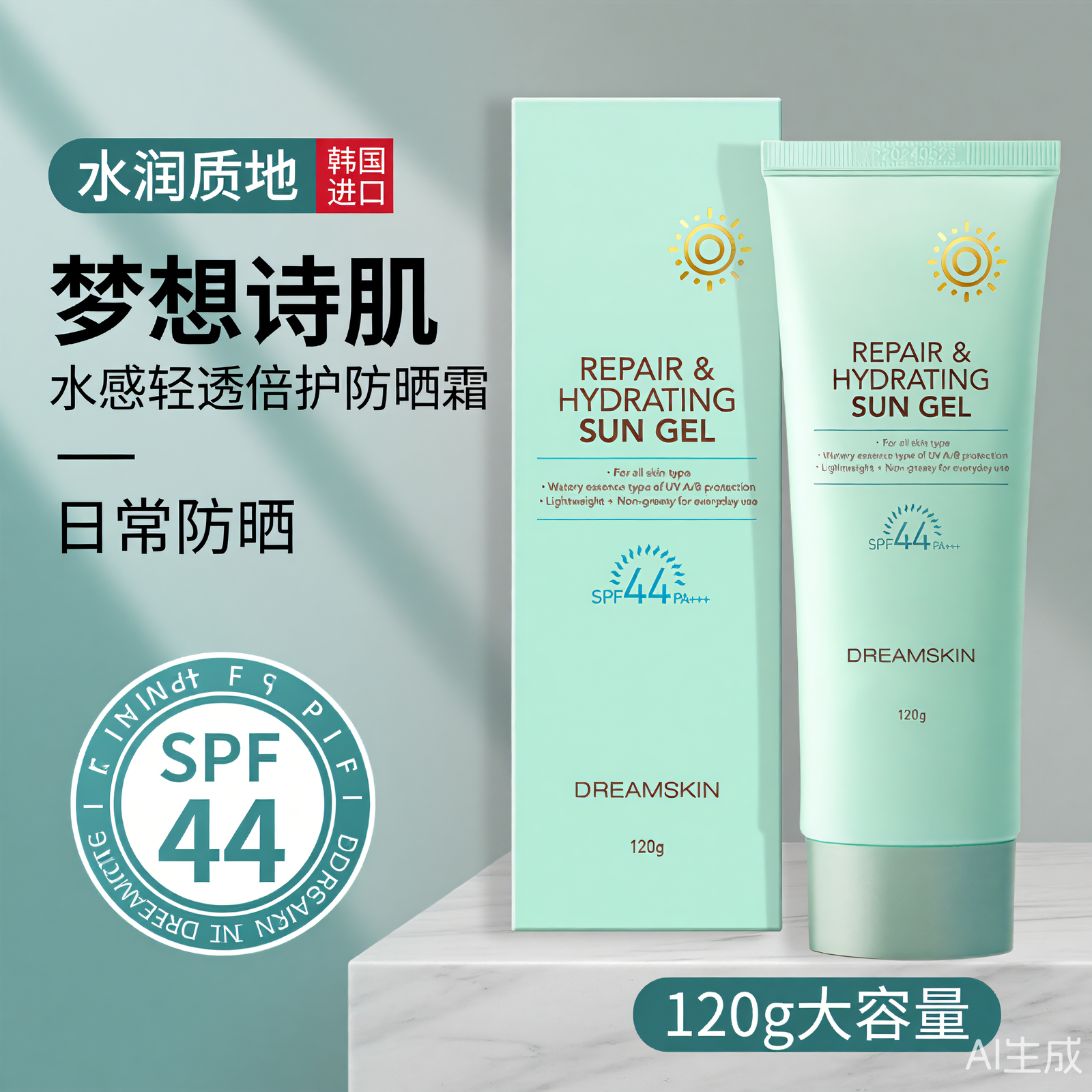 韩国进口dream skin梦诗肌水感倍护防晒霜女面部全身用120g大容量