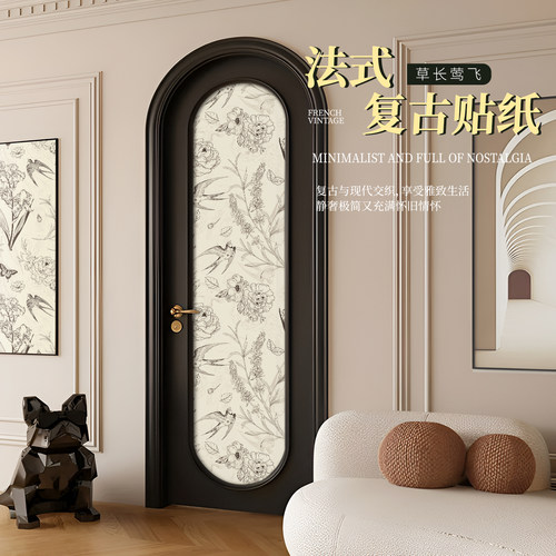 复古加厚门贴纸木门家具柜子衣柜翻新自粘法式柜门浴室卫生间门贴
