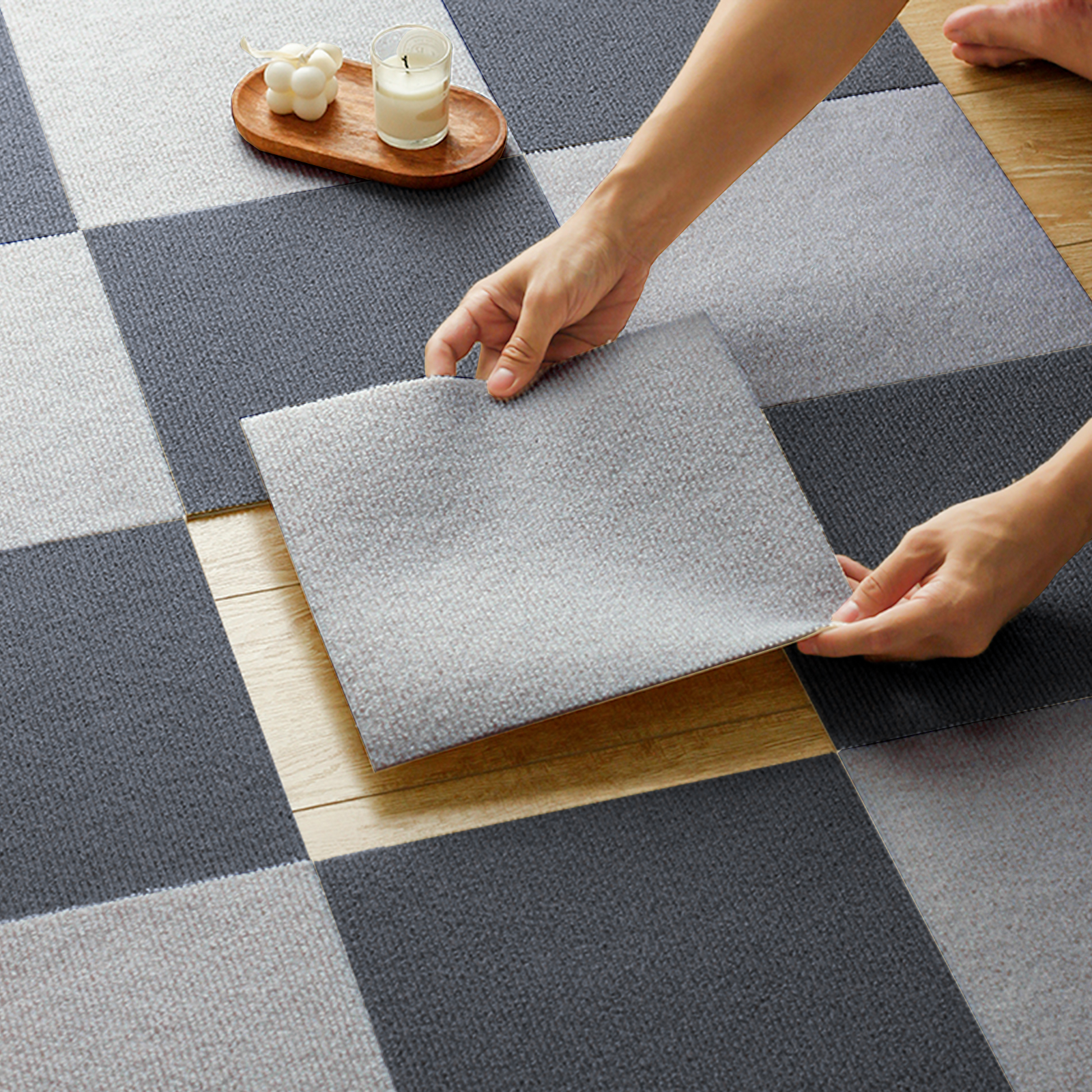 自粘地毯卧室客厅拼接方块办公室全铺商用地板铺垫防滑地垫地板贴