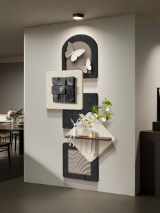 水培绿色植物入口装饰画无障碍豪华高端立体实木挂画蝴蝶入口走廊