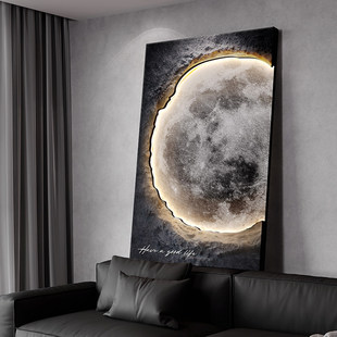 月球浮雕立体感客厅装饰画简约高级感沙发背景墙挂画高端玄关壁灯