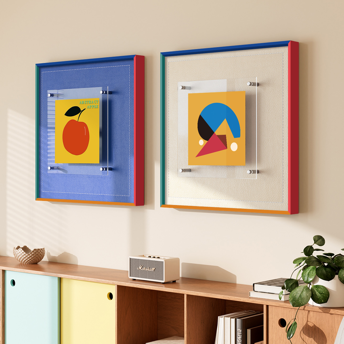 包豪斯客厅装饰画2025新款沙发背景墙壁画多巴胺高级艺术立体挂画