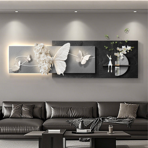 蝴蝶立体感客厅装饰画轻奢