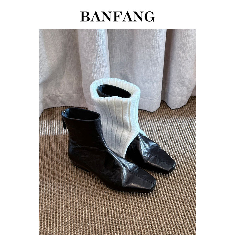 BANFANG女鞋2025新款短靴冬季今年超火的方头黑色短靴,女鞋,时装靴,淘宝优惠券,粉丝福利购,淘宝优惠卷