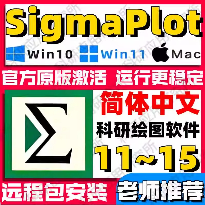 sigmaplot软件 15/14/12.5 英/中文 科研绘图 赠视频教程 支持win