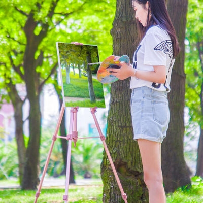 美术生画画三脚架合金多功能折叠画架手摇金属支架画板画架套。