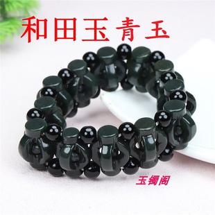新疆和田玉青玉手链男女款转运珠手链天然黑青玉手串带响声可晃动