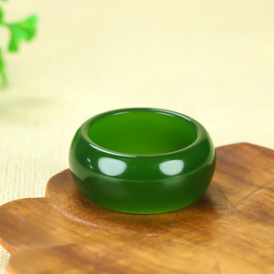 和田玉碧玉戒指扳指碧玉加宽冰透无黑点戒圈男女款