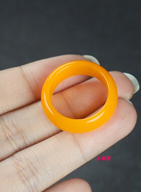 和田玉黄玉戒指小尾戒男女款