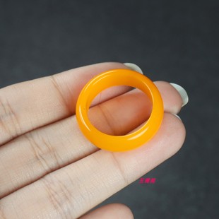 和田玉黄玉戒指小尾戒男女款黄龙玉指环