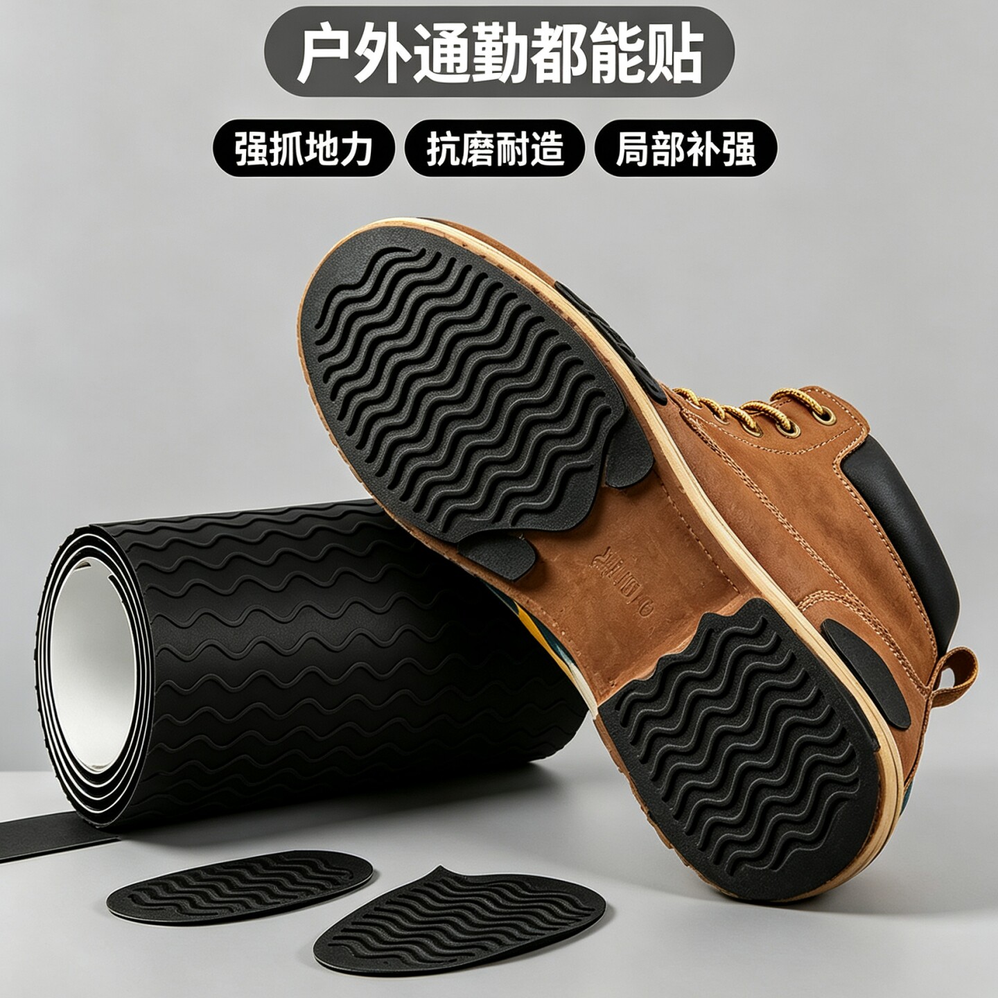 篮球运动鞋底修复材料前脚掌后跟牛筋防滑耐磨橡胶贴破洞补鞋贴片