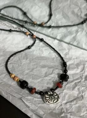 新中式国潮平安锁串珠项链女复古百搭锁骨链设计感小众民族风颈链