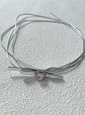 y2k辣妹限定女团！choker甜酷辣妹爱心项链女轻奢小众锁骨链颈链