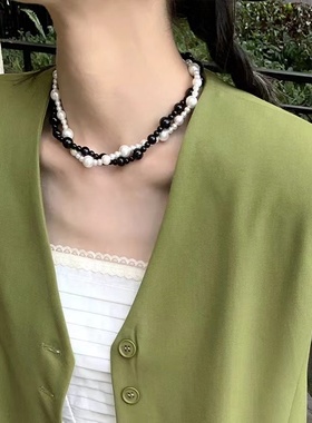 网红ins小众设计感碎骨链子珍珠