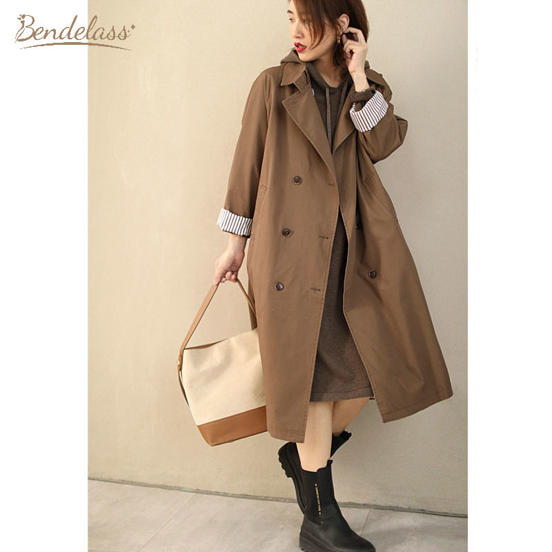 Bendelass高端风衣外套女中长版韩版新款休闲宽松有型双排扣上衣