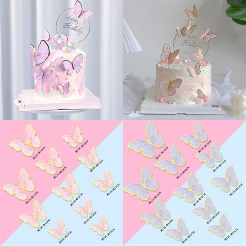 情人节蝴蝶插牌蛋糕装饰插排烘培摆件女神节生日蛋糕小清新插牌套