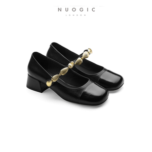 NUOGIC设计师品牌【海洋系列】方头贝壳玛丽珍复古厚底单鞋
