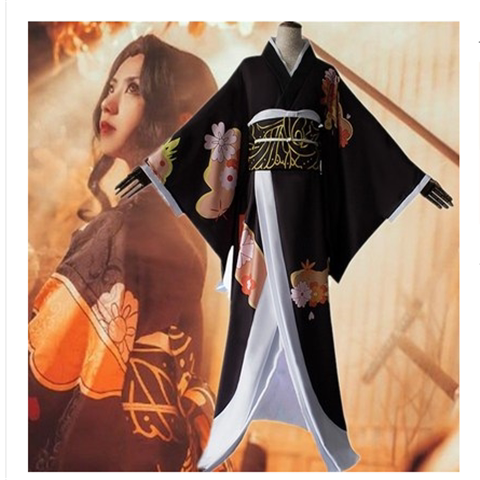 现货鬼灭之刃cos服鬼舞辻无惨女装大佬和服 cosplay服装无惨假发图片