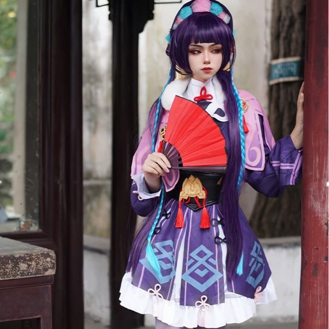 原神cos云堇锦cosplay洛丽塔和风披肩连衣裙可爱动漫游戏服装图片