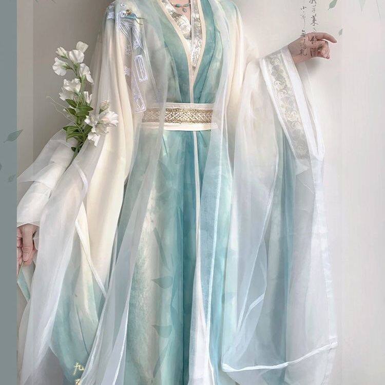 原创汉服风师青玄cos服蓝色汉服成人汉服春天新款唐装直裾重工刺图片