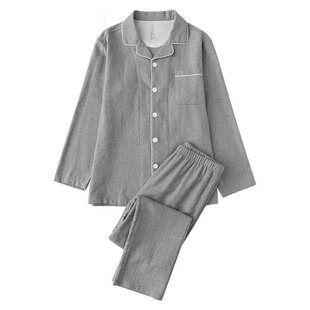 日式无印品质秋冬加厚法兰绒男女保暖睡衣磨毛全棉家居服情侣套装