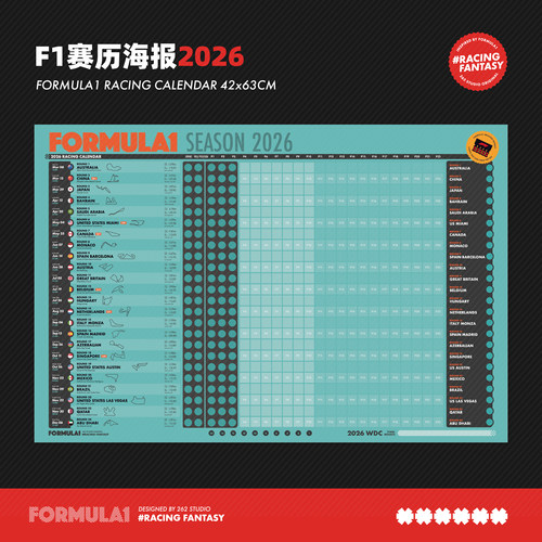 F1赛车2026赛历海报套装#Racing Fantasy原创设计