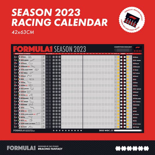 F1赛车2023赛历海报贴纸车迷必备