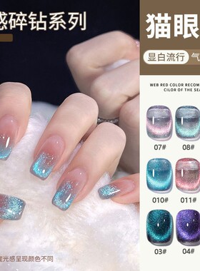 bomd宝曼蝶动感碎钻晶石猫眼指甲油胶流行显白甲油美甲店专用8ml