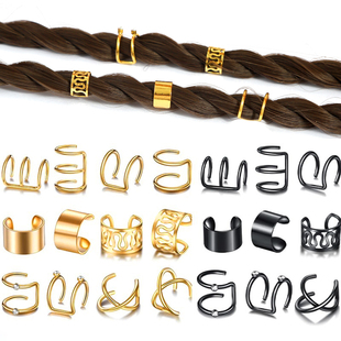 Cuffs Metal Beads Hair Rings Tube 12pcs Charms Dreadlock