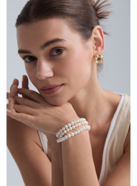 CANA GEMSPD0656 三层珍珠钻扣手串 天然淡水珍珠手链优雅配饰