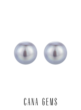 CANA GEMS灰色大馒头珍珠耳钉 轻奢淡水珍珠日常百搭耳饰 PD0435
