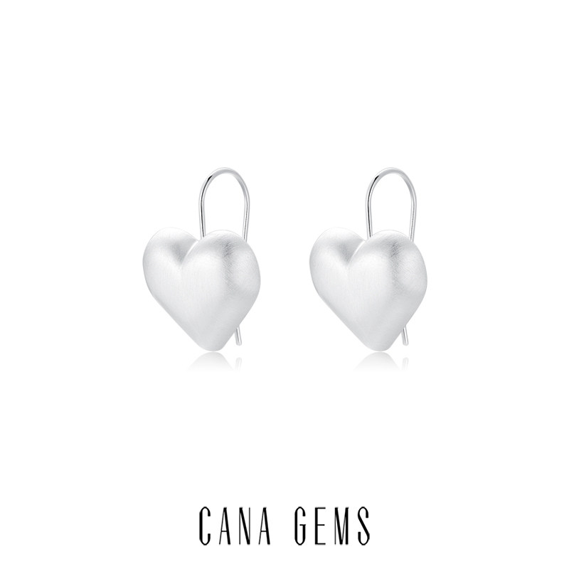 CANA GEM 爱心拉丝耳钩 时尚简约甜酷耳饰