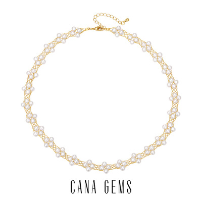 CANA GEMSPD0687 四叶草编织珍珠项链