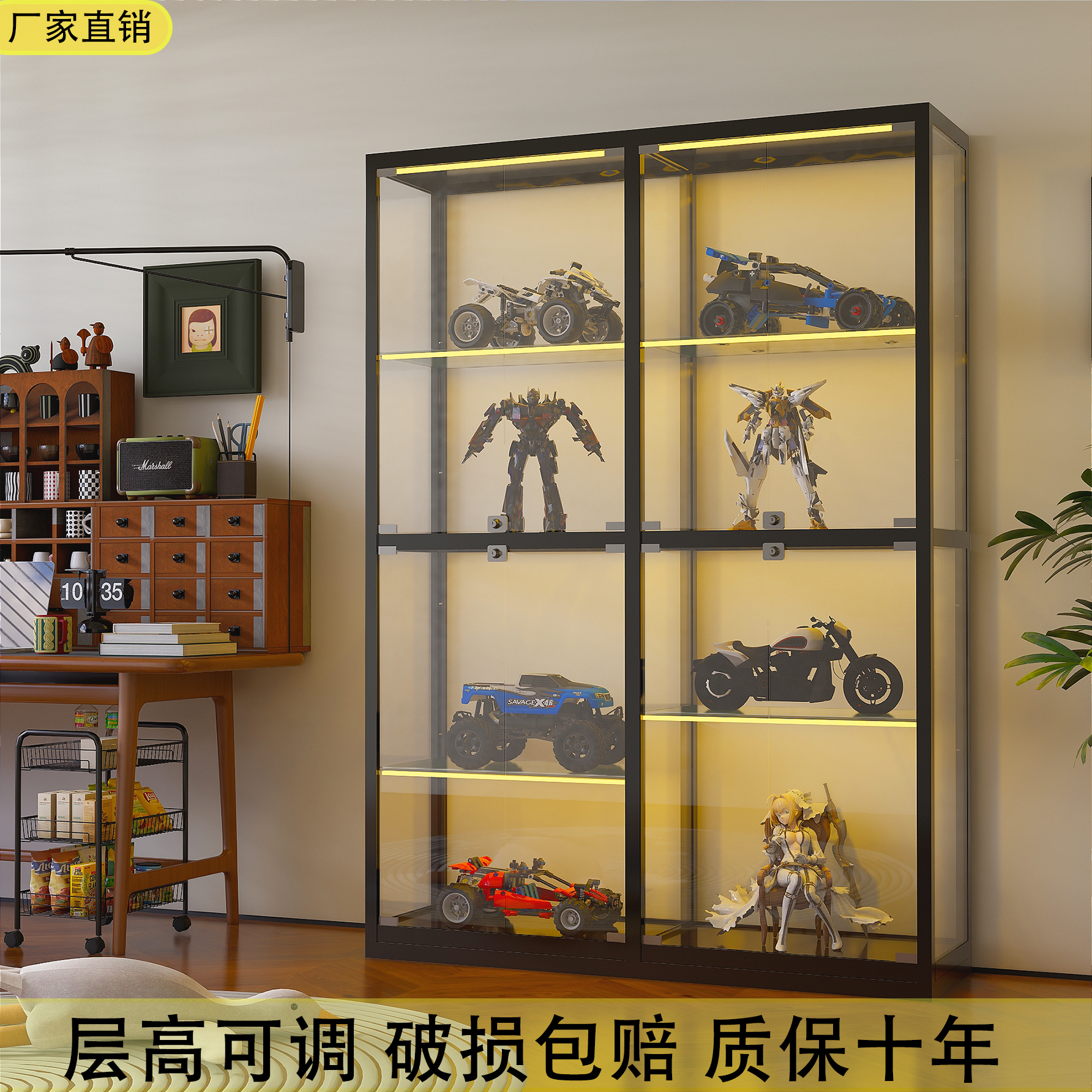 乐高展示柜家用模型玩具玻璃展示柜防尘展示架动漫手办展示柜定制