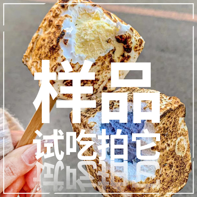 韩国网红烤棉花糖冰淇淋商用批发样品试吃100元/份混合口味各一个